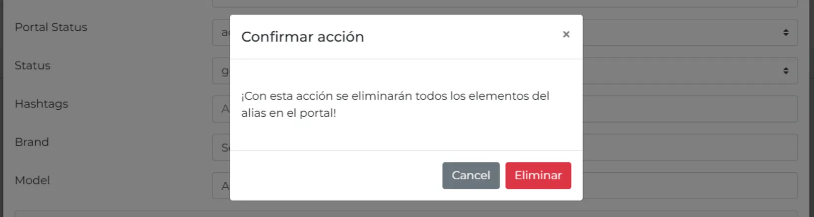 Borrado de producto