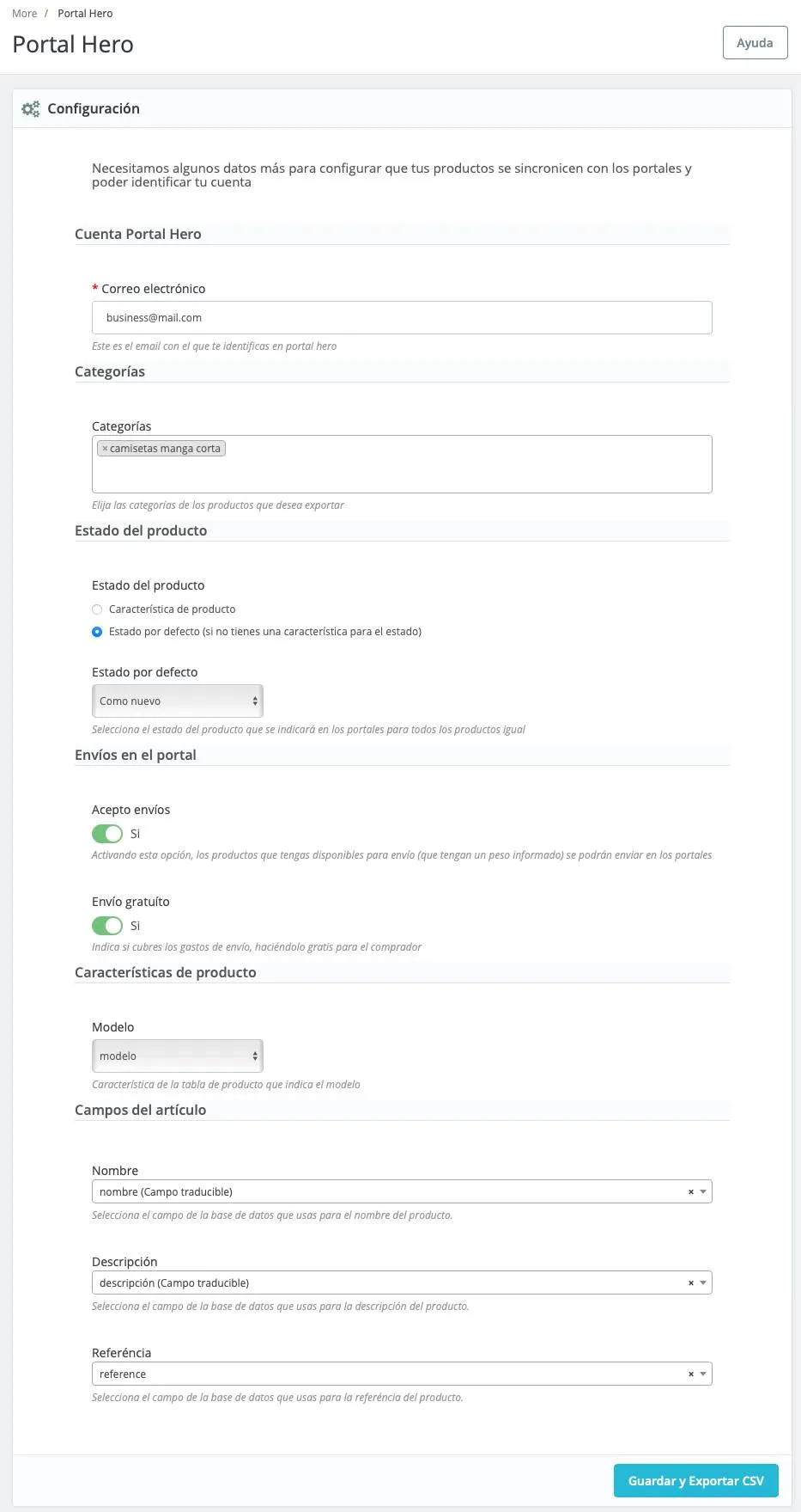 Configuración de PrestaShop